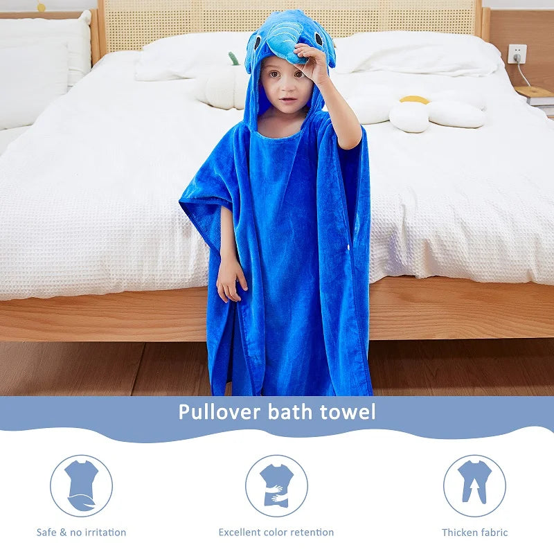 MICHLEY Fox Cotton Kids Beach Towels Bath Towel Poncho Hooded Bathing Bathrobe Unisex Washcloth For Girls Boys Children 2-6T
