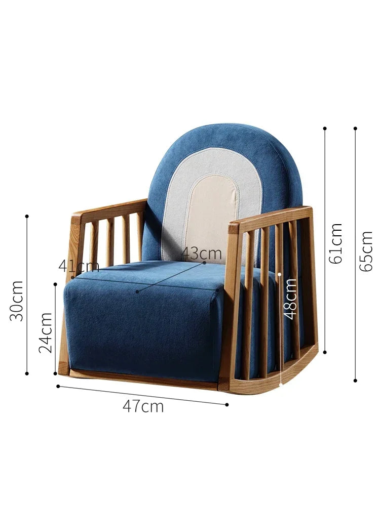 Nordic children's leisure rocking chair home living room baby solid wood sofa chair simple modern bedroom backrest chair