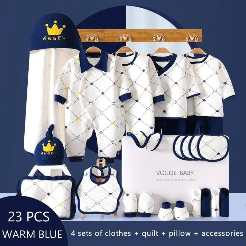 Ensemble nouveau-né 19/23/25 pièces – Vêtements unisexes en pur coton (0–12 mois)