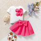 Toddler Girl 2PCS Summer Set – One-Shoulder T-Shirt & Skirt