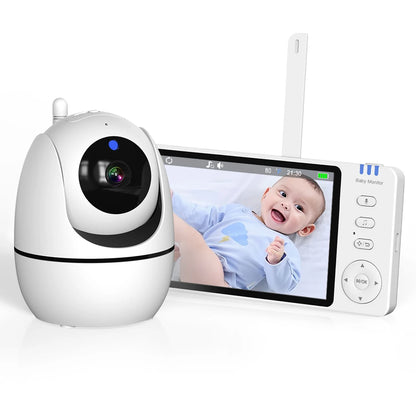 5'' IPS Video Baby Monitor with Pan Tilt Camera 3500mAh Battery Two Way Audio Intercom Auto Night Vision Kids Security Camera