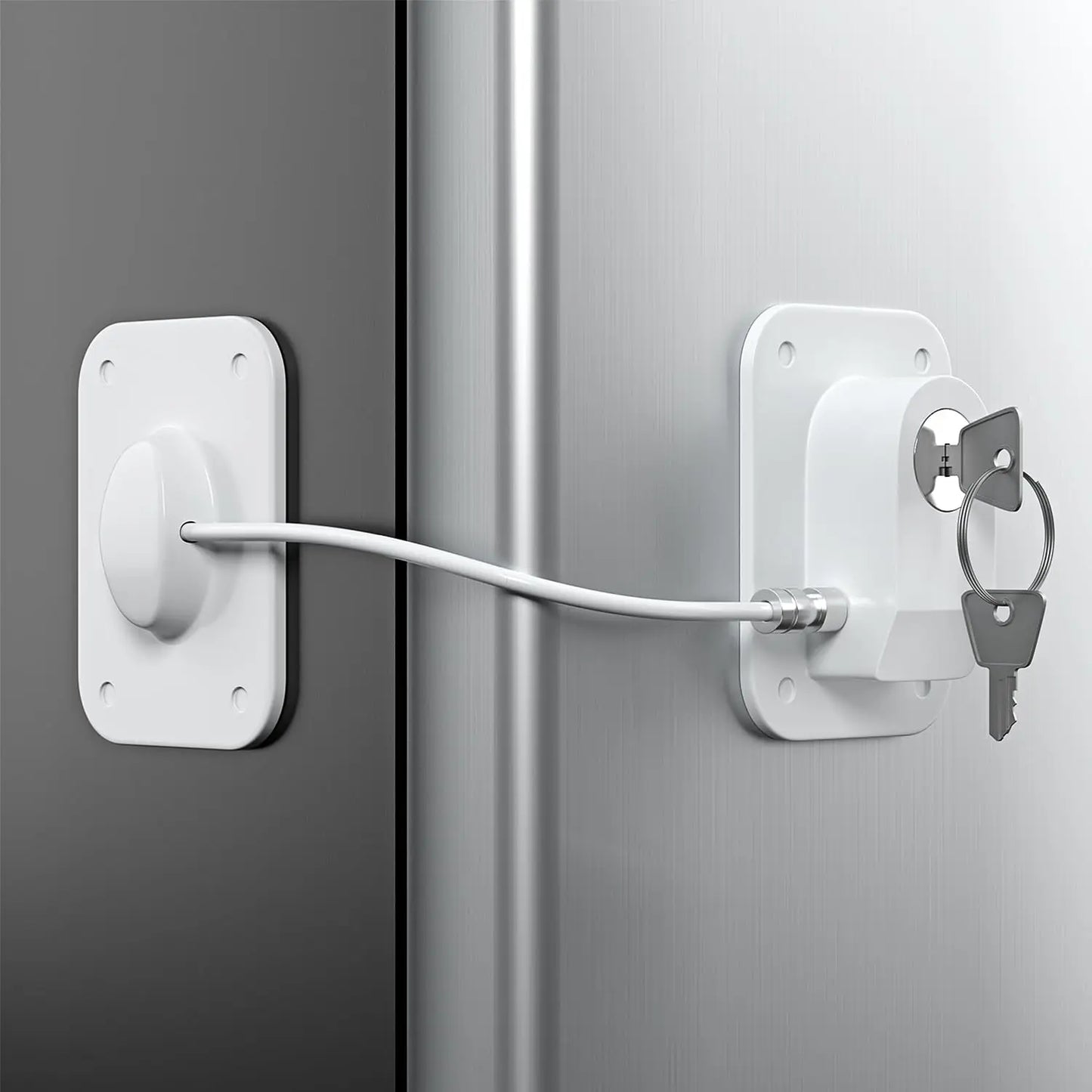 Refrigerator Lock,Fridge Lock with Silicone Wire Protection Fridge Locks for Kids Easy to Use and Install Cabinet Locks with Key