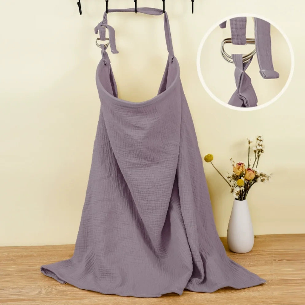 Muslin Nursing Cover for Baby Breastfeeding, Breathable 100% Cotton Breastfeeding Cover with Rigid Hoop for Mother Nursing Apron