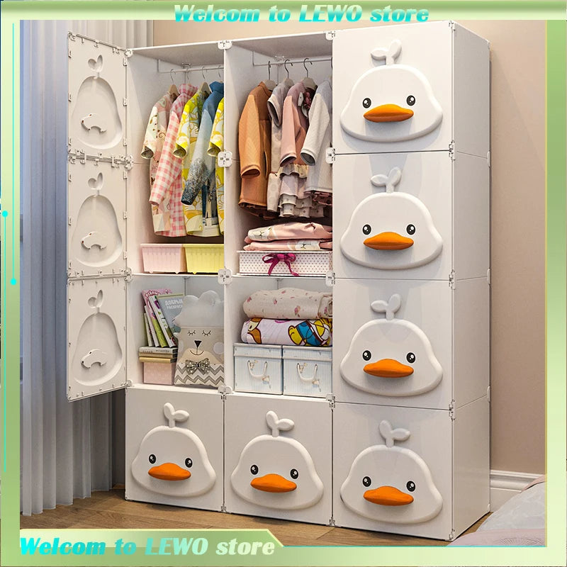 2025 Kids Wardrobe: Stainless Steel Storage Cabinet, Double Door Design Eco-Friendly & Child-Safe Easy Assembly Home Nursery