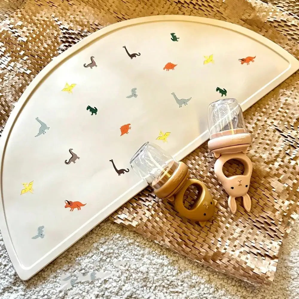 1PCS Silicone Printing Placemat, Baby Cartoon Placemat, Non-slip Insulated Kitchen Table Mat, Easy To Clean and Foldable