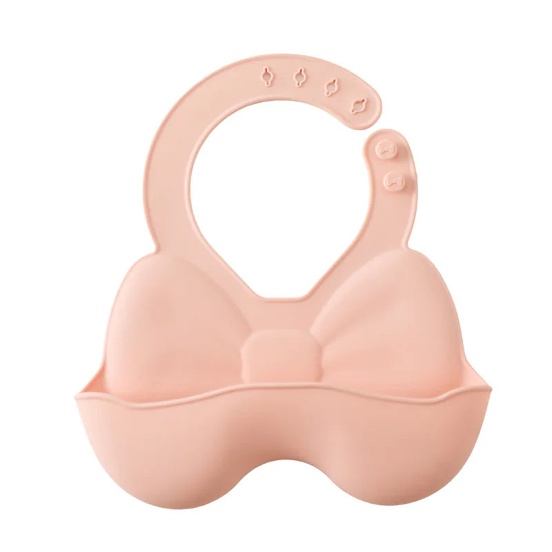Baby Waterproof Bibs Toddler Silicone Bibs Cute Bowknot Aprons Kids Bib Girl Boy Adjustable Soft Silicone Bib Baby Feeding