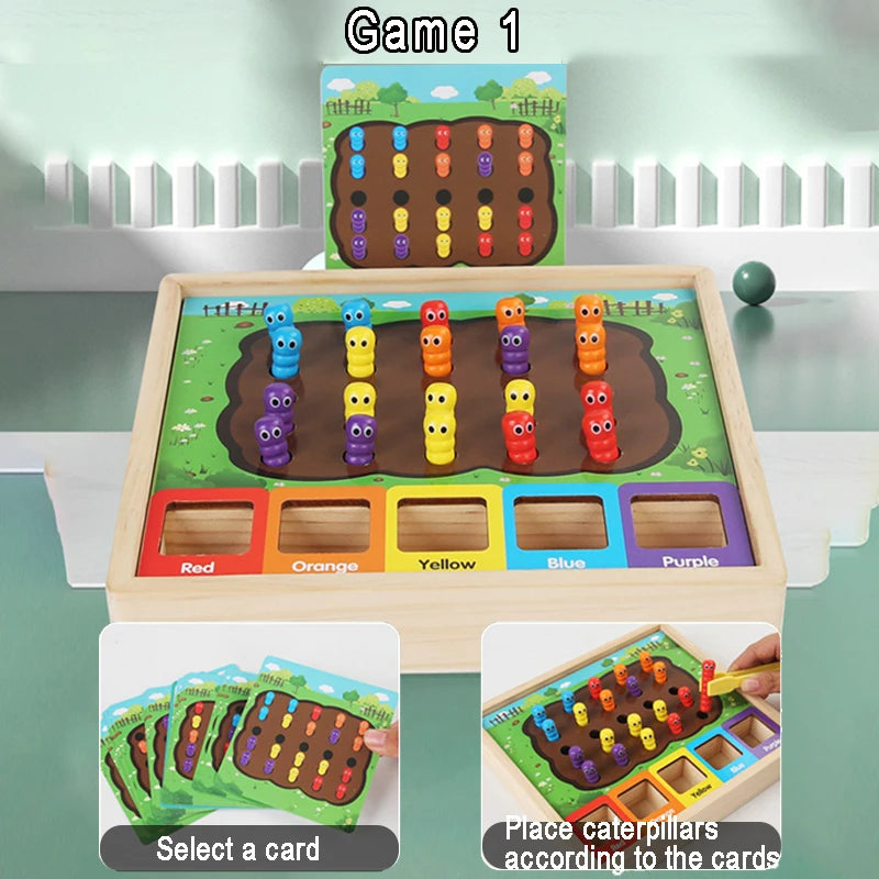 Worm Catch Game Toddler Montessori Colour Matching Sorting Sensory Education Toy Fine Motor Training Parish Novelty Toy for Baby
