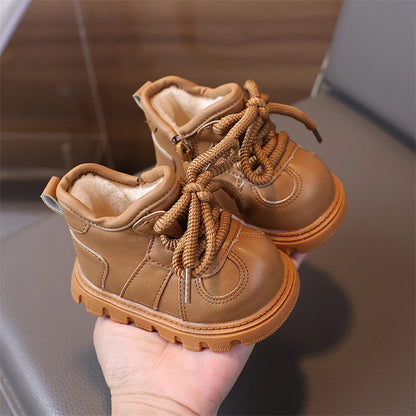 Girls Boys Snow Boots Outdoor Children Winter Shoes Non-slip Soft Sole Toddler Kids Casual Shoes Windproof Baby Warm Plush Boots