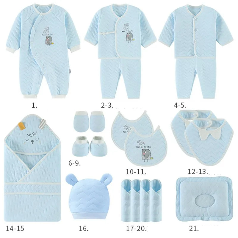 18/21/23 Pcsnewborn Clothes Set Winter Thick New Born Baby Girl Boy Clothes Cotton  Newborn Set Infant Outfit Baby Gift No Box