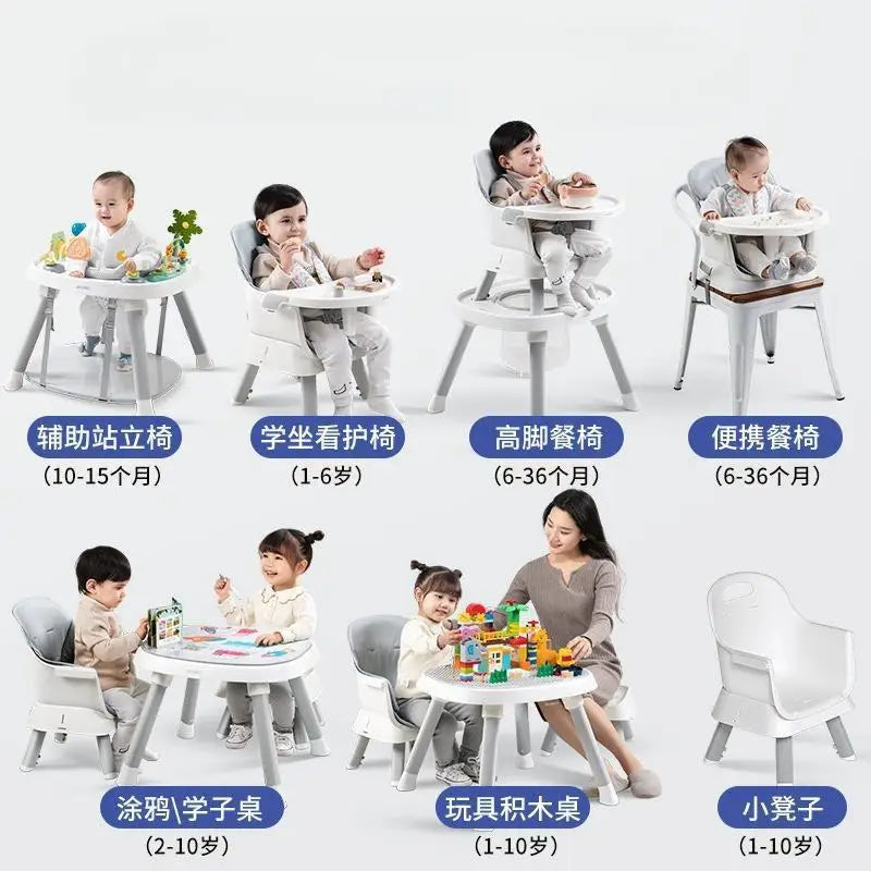 Aolan Multi-Functional Folding Highchair Seat Feeding Baby High Chair Adjustable For Baby Child Dining Chair Multifunctional