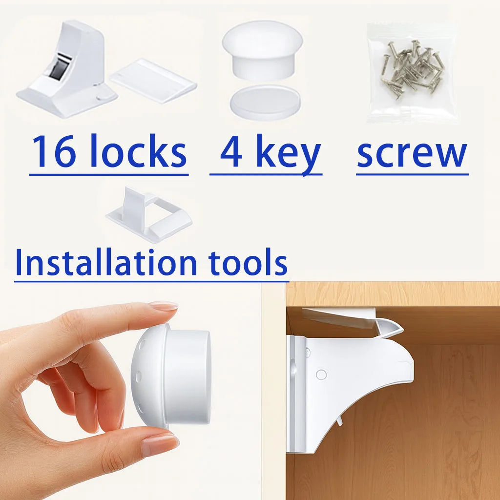 Baby Safety Magnetic Locks Cabinet Drawer Self-Adhesive Screw