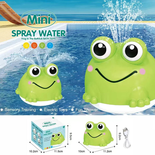 Auto-Sensing Spray Frog Bath Toy with LED Light Button - Battery/USB Rechargeable Baby Shower Water Play Toy for Kids Gifts