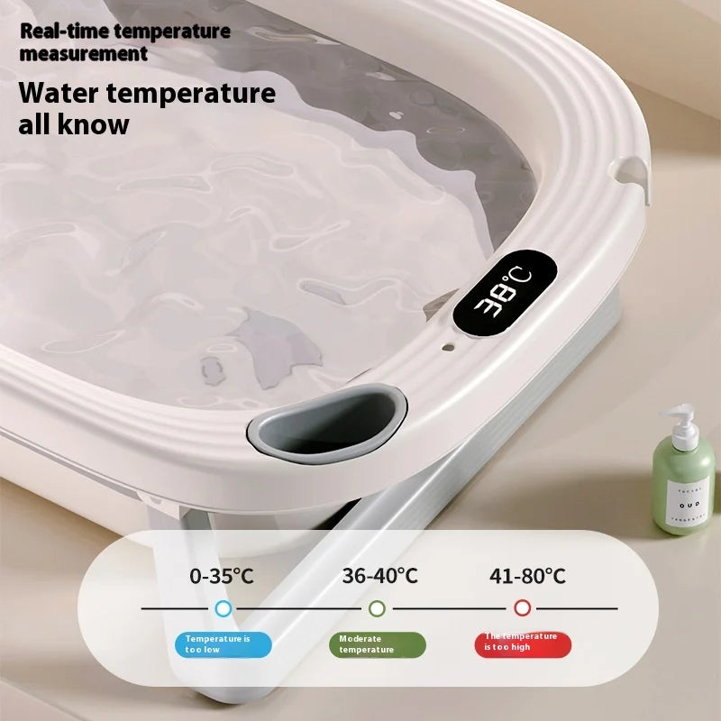 Intelligent warm baby bathtub lengthened and widened baby bathtub home foldable bathtub can sit and lie on baby bathtub