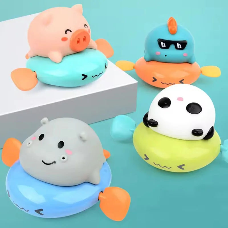Pull & Go baby bath toys, pink little pig, cute swimming pig, water spray toy,  bathtub toy, suitable for young children to use