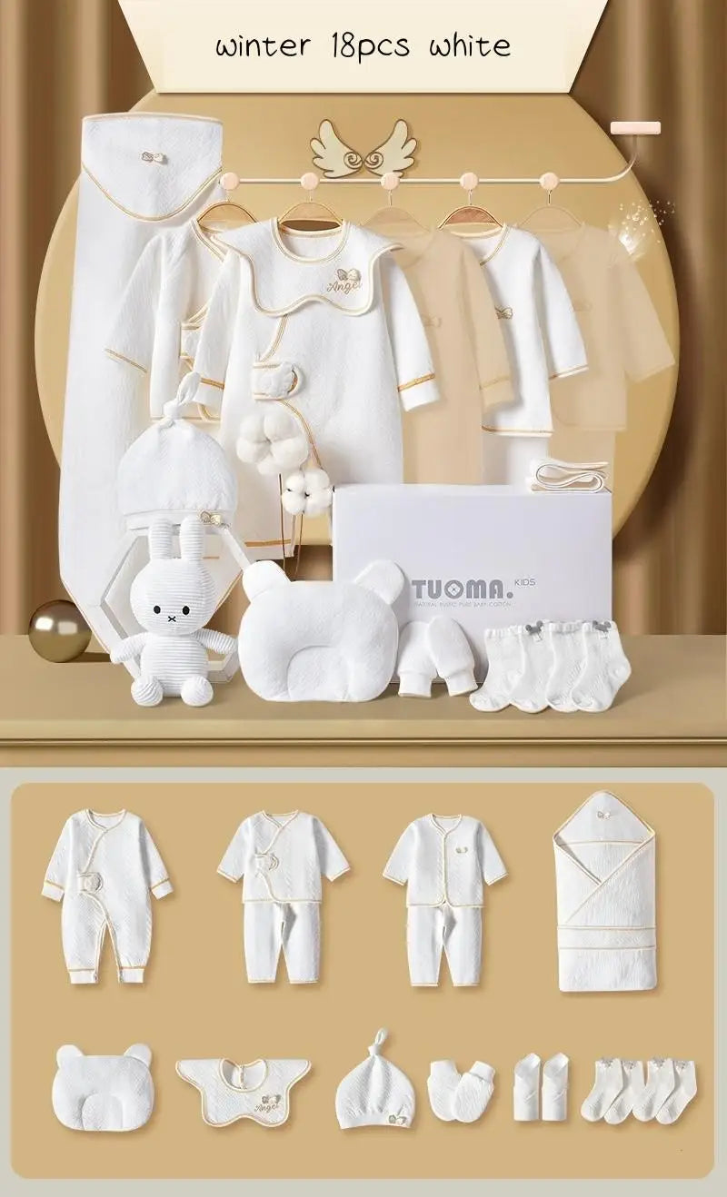 16/18/19/21/22pcs Newborn Clothes Set Angel Wing Baby Clothing Suit Pure Cotton 0-1Y Kids Unisex Infants Underwear Set No Box