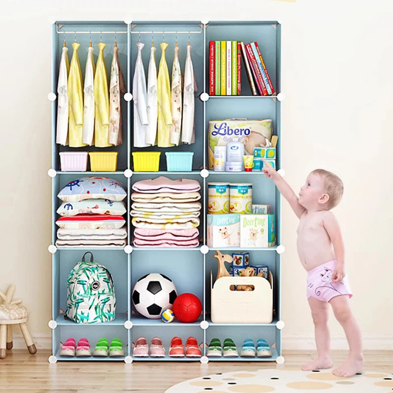 Plastic Kids Closet Baby Clothes Partitions Bedroom Organizer Cube Shelves Wardrobe Modern Small Guarda Roupa Home Furniture