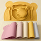 5PCS Baby Silicone Tableware Waterproof Placemat Soft Spoon Fork Suction Baby Dishes Sippy Cup Feeding Training Baby Dinner Set