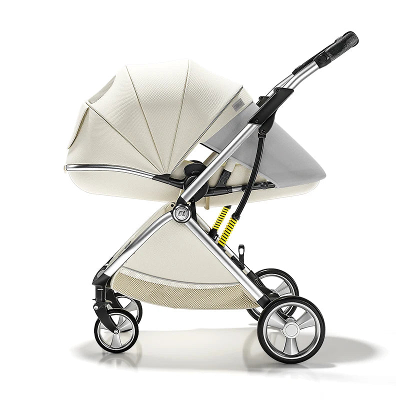 Luxurious Light High Landscape Baby Stroller Egg-shaped Seat for Newborn One Hand Recline Pushchair Pram Compact Size