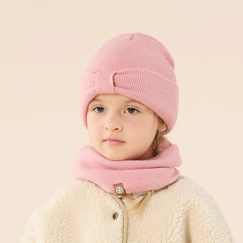Cotton Baby Hat Scarf Glove Set Winter kids Hats Scarf Set Knitted Warm Hat Children's Beanie with Neck Warmer Girls Cap