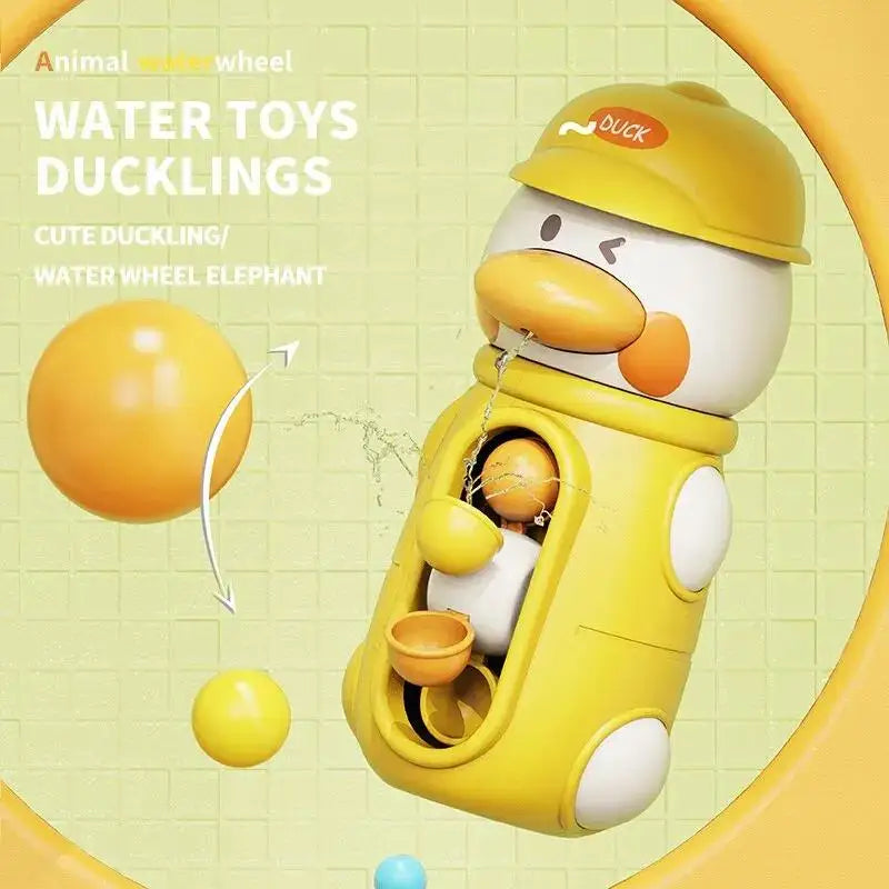 Bath Bathtub Toys for Toddlers Duck Rotatable Waterwheel Bathroom Strong Suckers Water Scoop Fun Bath Toys Kids Gifts