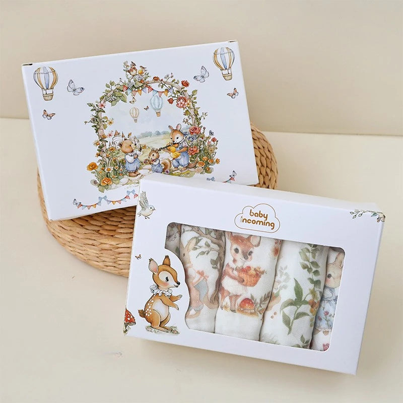 3pc/5pc Baby Towel Set Cotton 6 Layer Guaze Newborn Burp Cloths Baby Drool Face Towel Super Soft Muslin Squares Baby Care