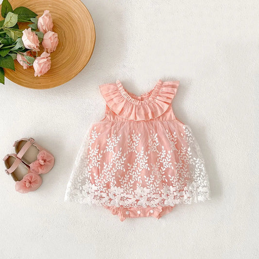 Summer new baby clothes for 0-3 years old, fashionable baby girl suspenders,exquisite soft yarn jumpsuit princess style jumpsuit