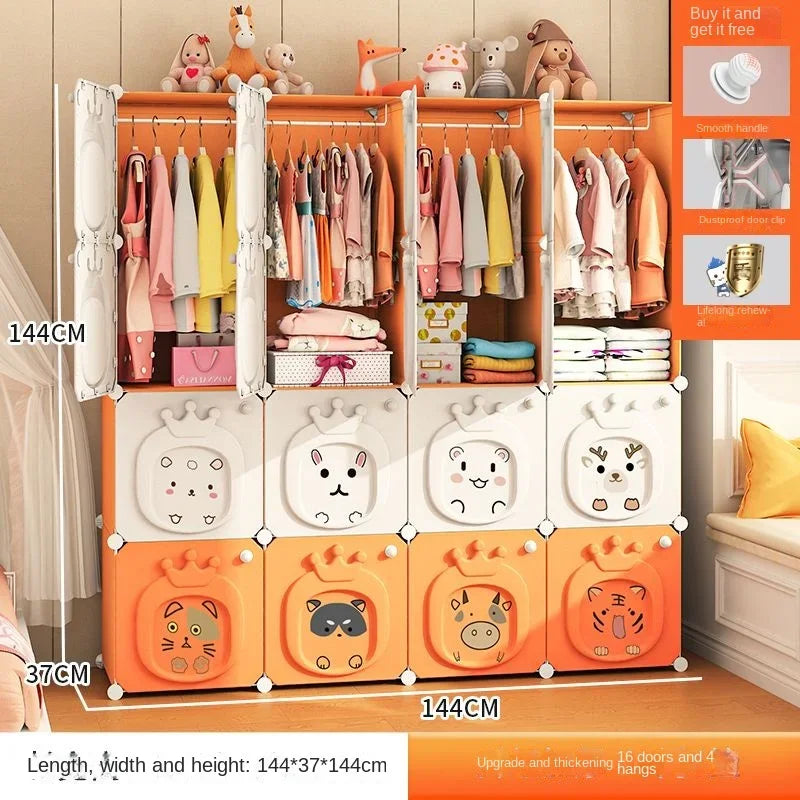 Home Bedroom Furniture Folding Wardrobe Clothes Cabinets Simple Dressers Cube Storage Locker Baby Closet Plastic Collapsible