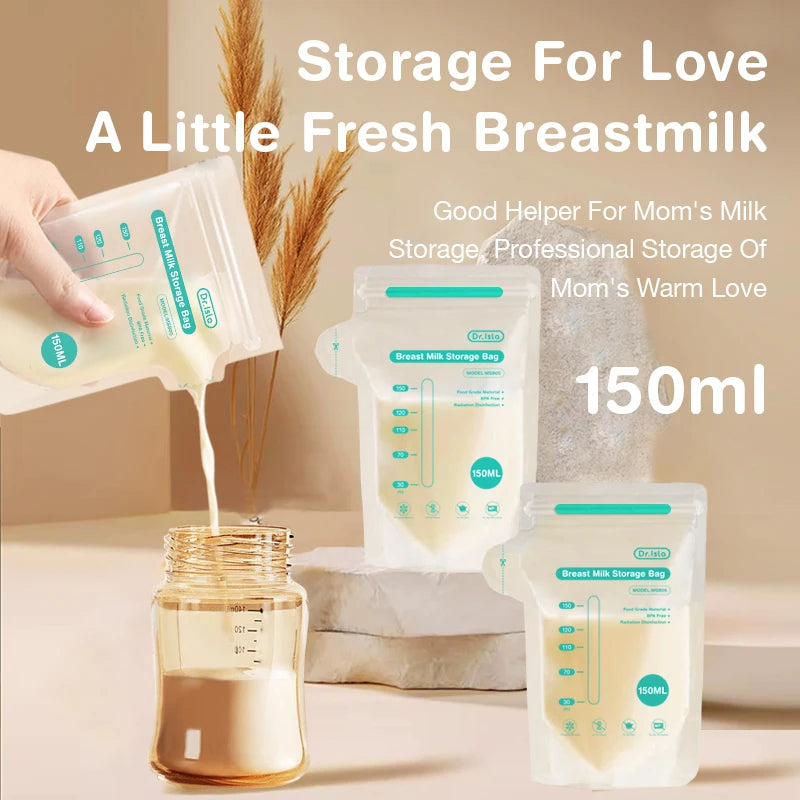 MAMIJOY  100Pcs 150ML Breast Milk Storage Bag Disposable Small Capacity Frozen Milk Storage Bag BPA Free Safe Feeding Bags