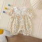 0 - 2 Y Newborn Outdoor Clothes Adorable Baby Girls' Cotton Short Sleeved Romper with Lace Doll Collar Cute and Soft Fabric