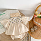 Summer new 0-3 year old baby clothing, baby girl bubble short sleeved square neck top+lace shorts