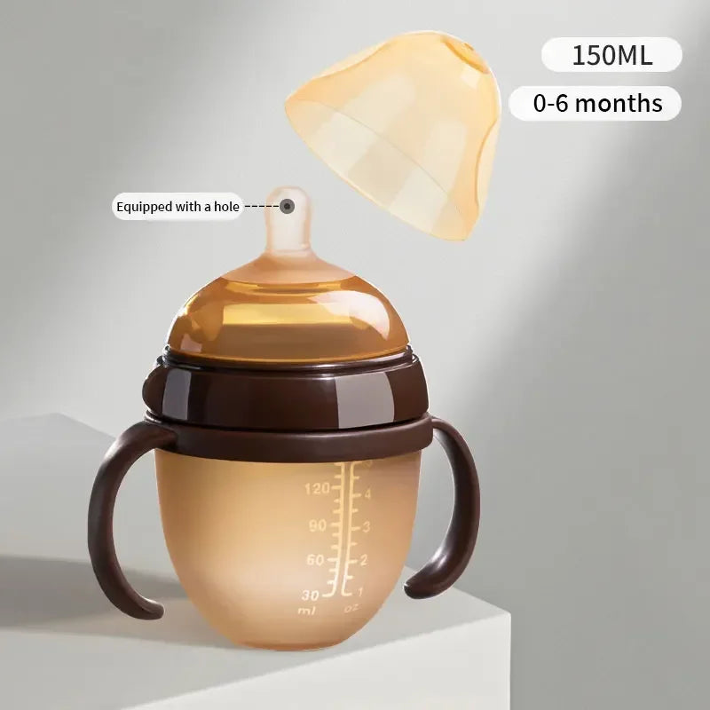 Silicone Nano Feeding Bottles Baby Bottle with Handle for Baby Weaning Anti-Choking Nipple Bottle for Baby 0-9 Month 150ML/250ML