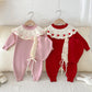 2025 New Autumn Children Clothes Infant Baby Girls Long Sleeved Splicing Knitted Jumpsuit Newborn Baby Knitted Bodysuits+Hat