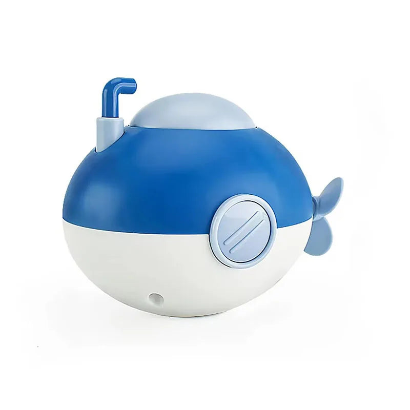 Baby takes a bath and plays in the water, Submarine, winding up animal chain, playing in the bathroom, children's toys