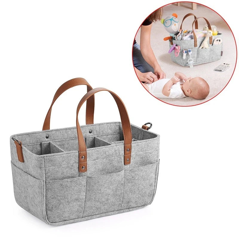 Foldable Felt Diaper Caddy – Baby Organizer for Car, Nursery & Travel