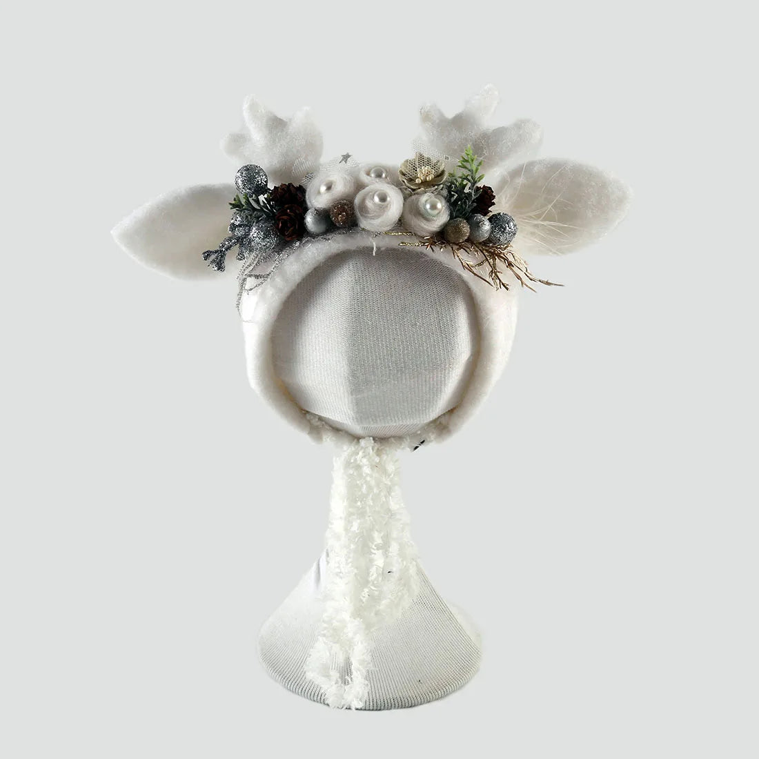Cute Fox Flower Bonnet Newborn Wool Felt Photo Prop