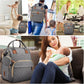 35L Mom Backpack – Folding Cot, Waterproof, USB Charging & Stroller Strap