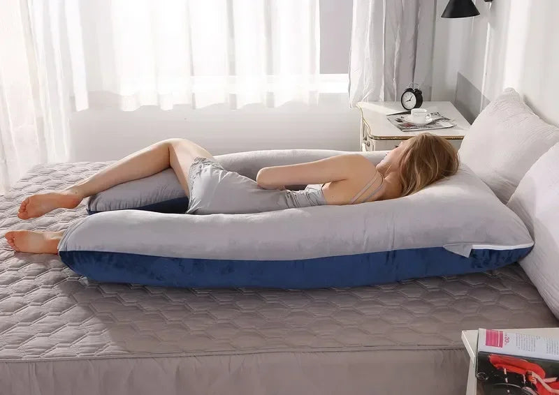 Soft Fleece Pregnant Pillow Gravida U Type Lumbar Pillow Multi Function Side Protect Cushion, Pillowcase, PP Cotton Dropshipping