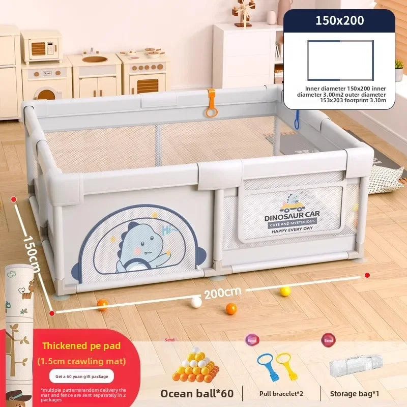 Parc de jeux sécurisé pour enfants avec barrière de sécurité et tapis