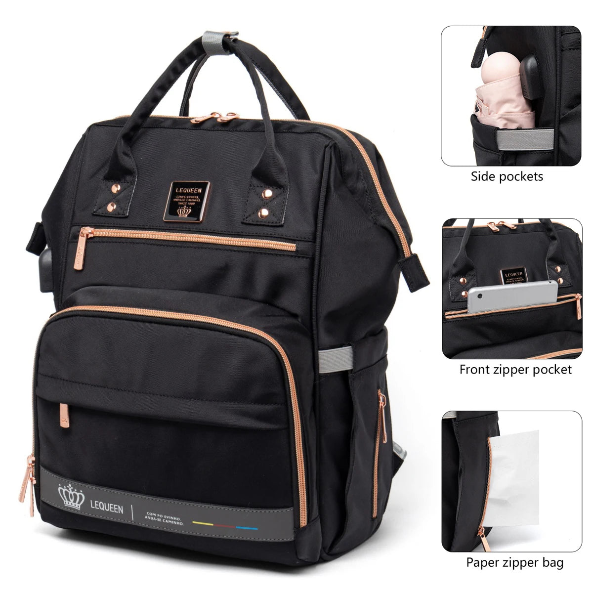 LEQUEEN Waterproof Diaper Bag – Large Capacity Maternity Organizer