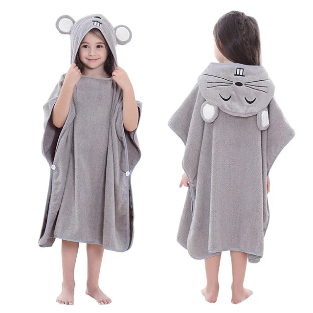 MICHLEY Fox Cotton Kids Beach Towels Bath Towel Poncho Hooded Bathing Bathrobe Unisex Washcloth For Girls Boys Children 2-6T