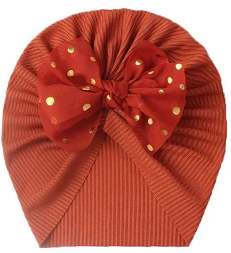 Cute Bow Baby Turban Hat Soft Elastic Beanie for Newborn Girls Summer