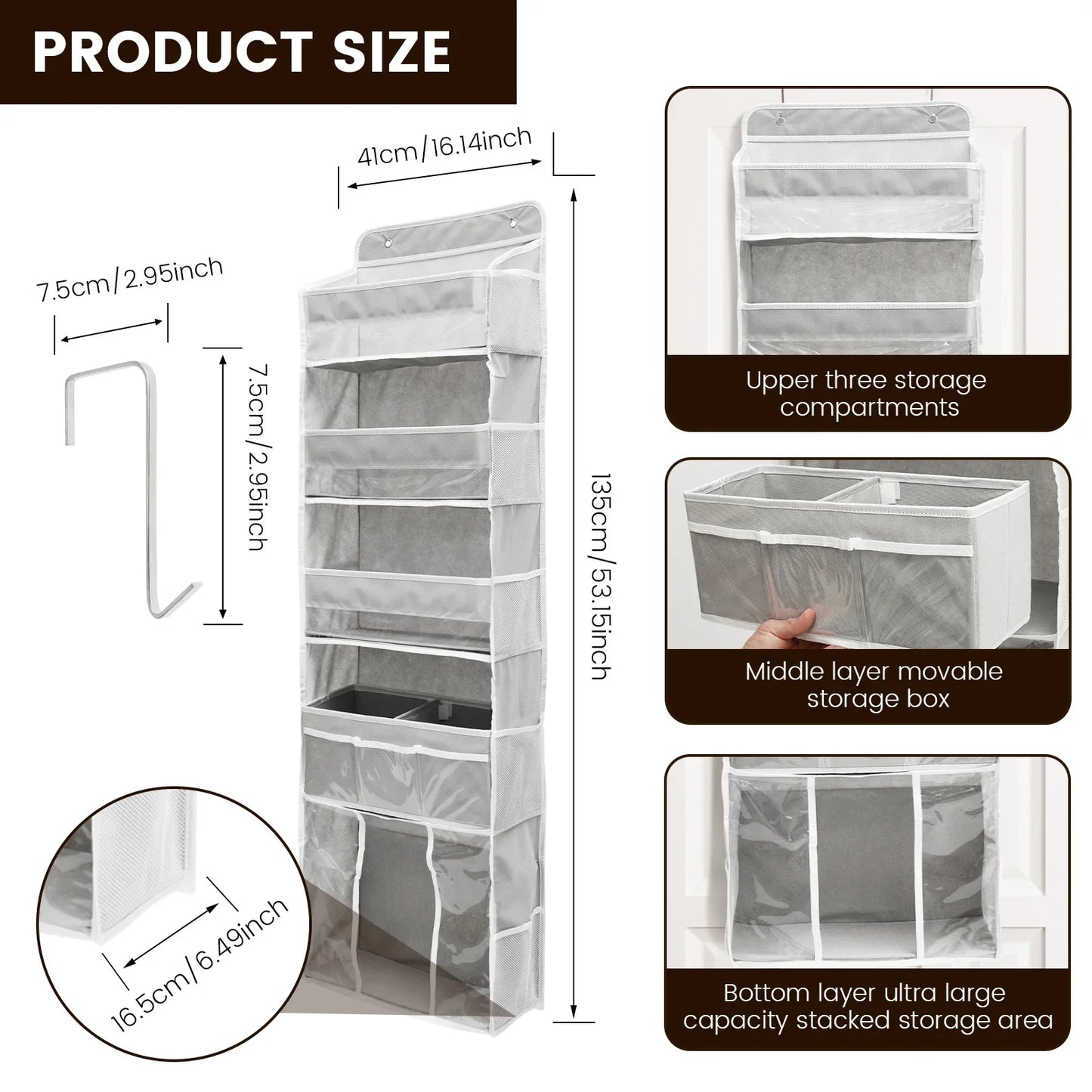 Door Hanging Storage Organizer Over Door Pockets Organizer Set Versatile Hanging Organizer Storage for Home Baby Essentials Toy