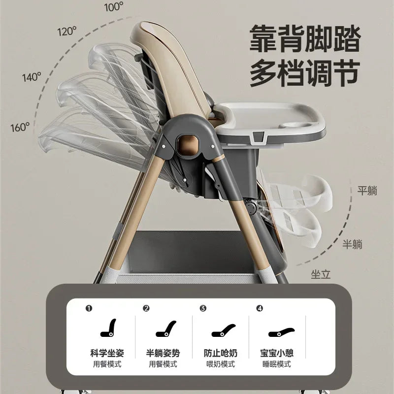 Household Baby Highchair Multifunctional Children's Dining Chair Baby Eating Foldable Seat