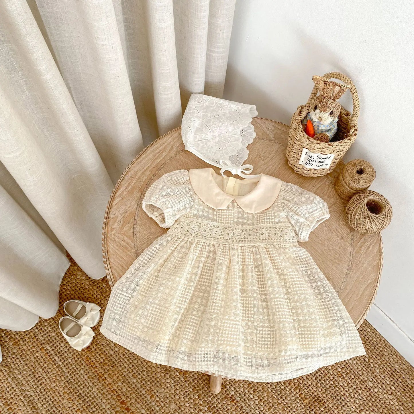 Summer new style baby clothes for 0-3 years old, cute baby girl dress, exquisite doll collar, embroidered princess dress