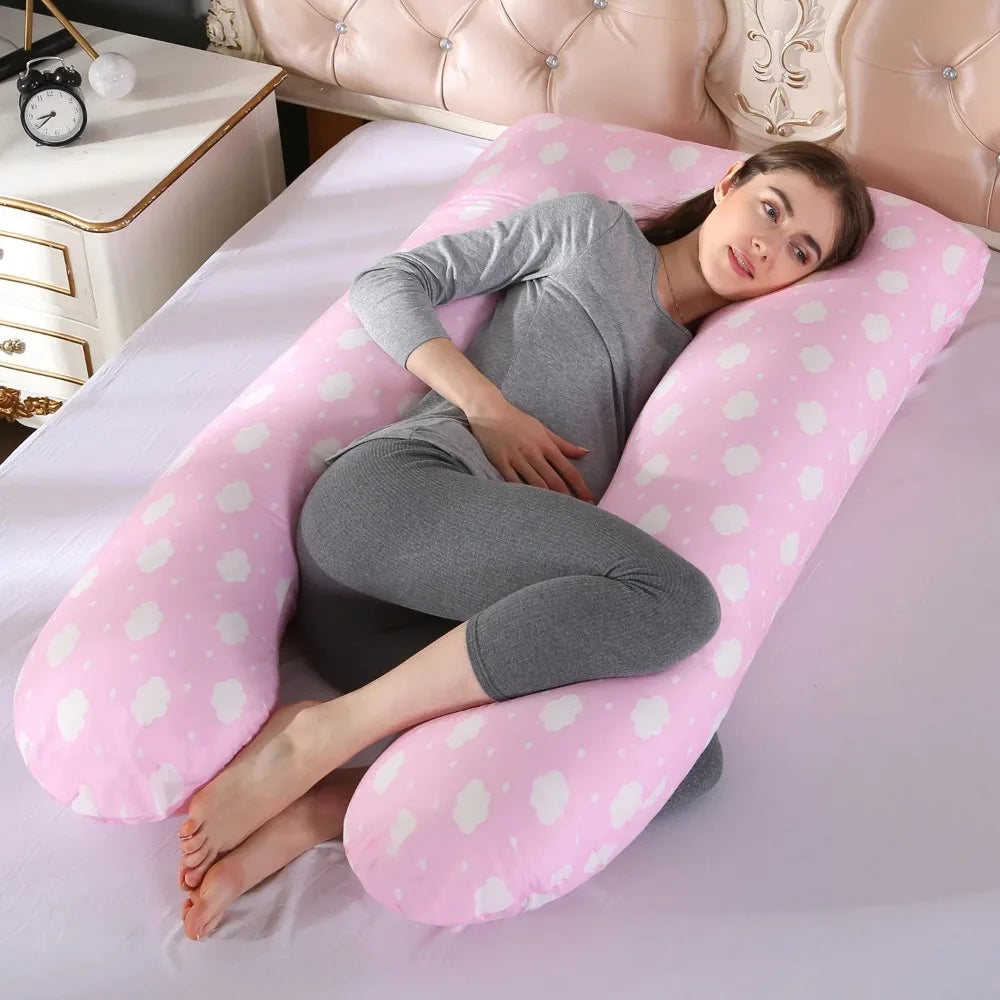 Multifunctional Pregnancy Pillow Four Seasons Universal Printed Pattern U-Shaped Waist Support Cushion Maternity Long Pillow