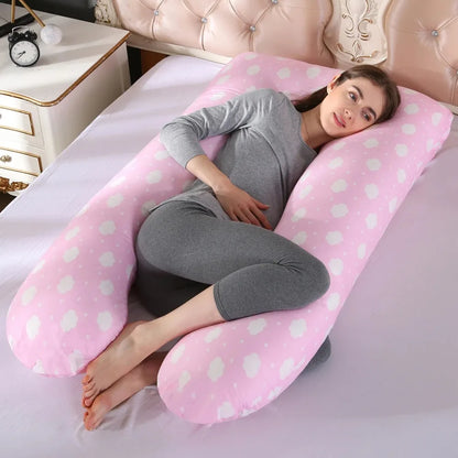 Multifunctional Pregnancy Pillow Four Seasons Universal Printed Pattern U-Shaped Waist Support Cushion Maternity Long Pillow