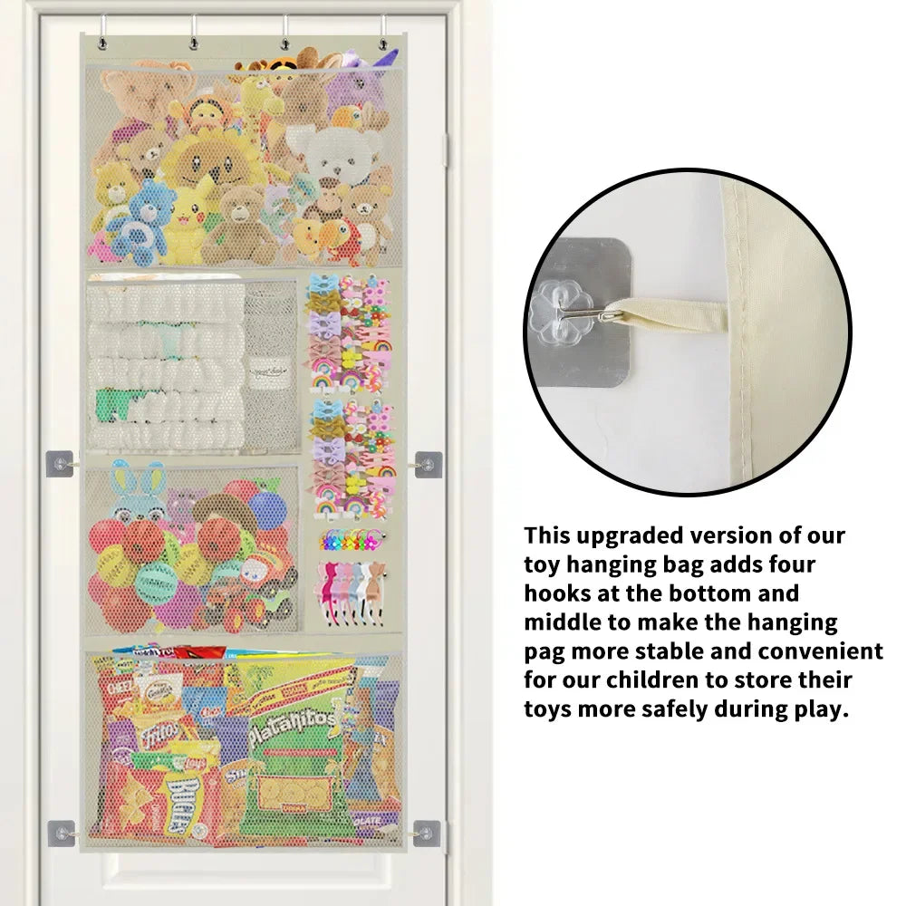 Stuffed Toys Storage Bag Room Stuffed Storage Bags Door Back Hanging Kids Toy Organizer for Baby Plush Toys Nursery Kids