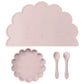Wholesale BPA Free Silicone Baby Feeding Set 4 Pcs Cartoon Shapes Place Mat Soft Spoon Fork For Kids Newborn Weaning Tableware