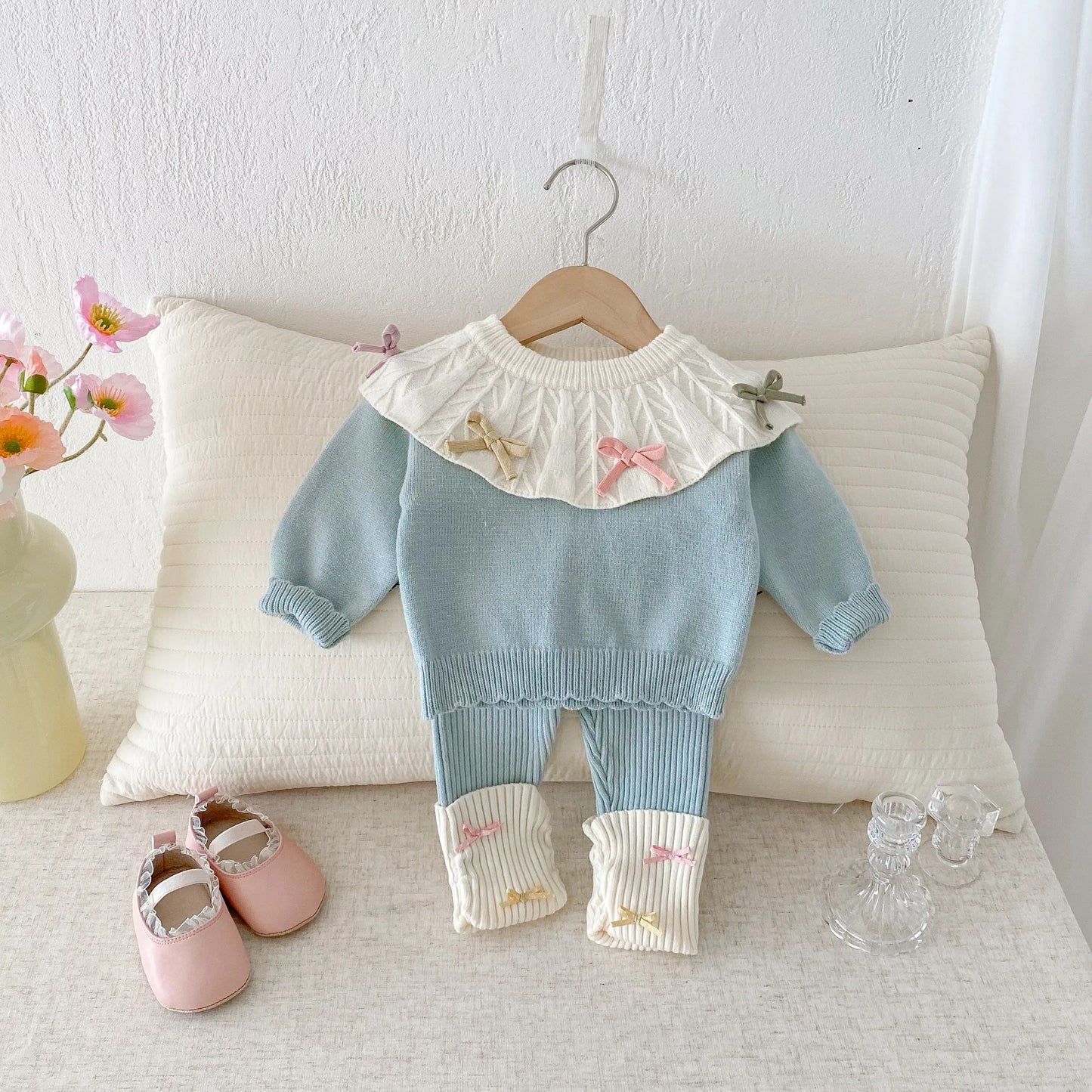 2PCS Winter Baby Sweater Full Sleeve Infantil Autumn Warm Girl Birthday Xmas Fashion Christmas Kids Sweaters Clothing Sets