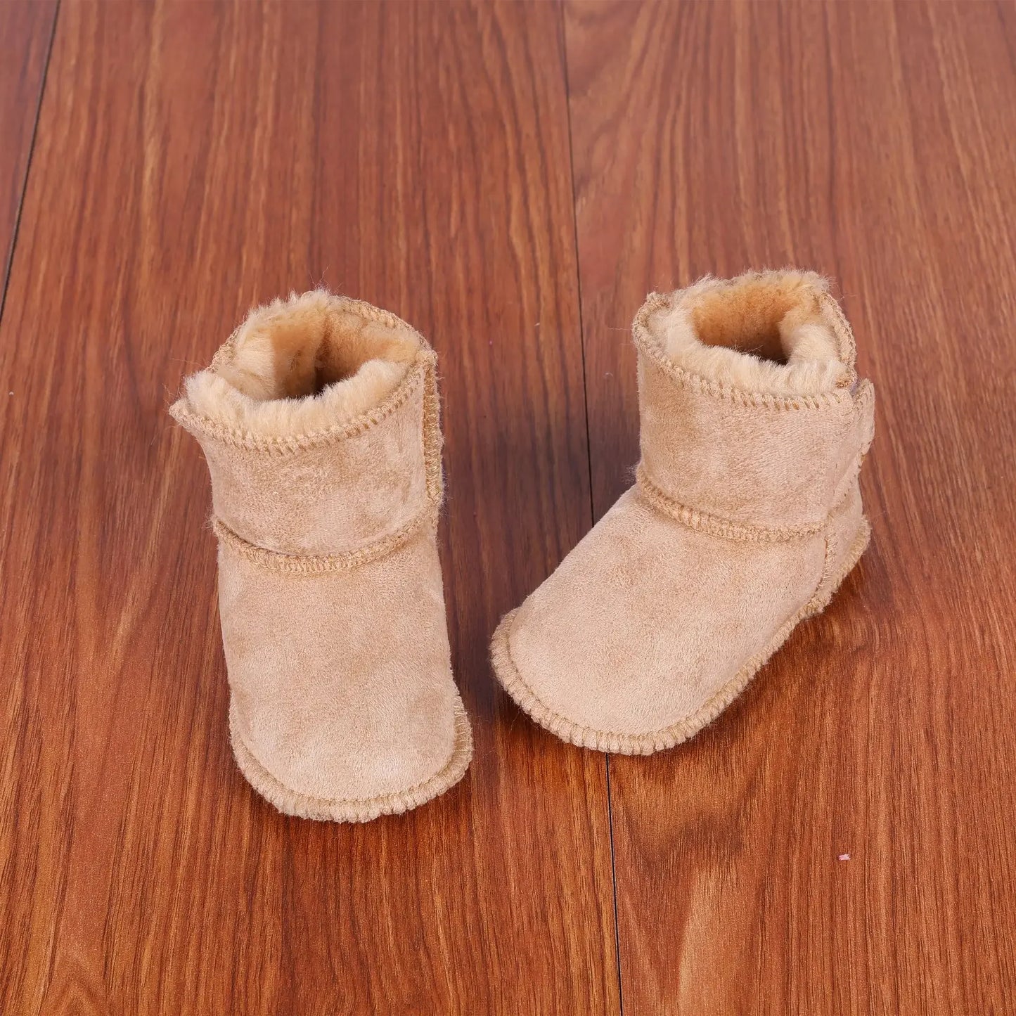 Baby Shoes Soft Bottom Anti-Slip Walking Shoes Leatherette Faux Fur Integrated Design Breathable Comfortable Children Footwear
